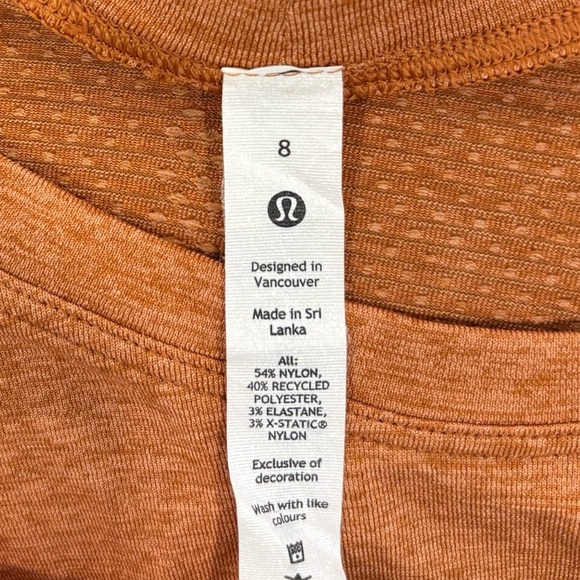 Lululemon Swiftly Tech Long Sleeve Shirt Size 8 In Butternut Brown/Warm Apricot - Picture 5 of 6